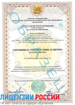 Образец сертификата соответствия аудитора №ST.RU.EXP.00014299-1 Жирновск Сертификат ISO 14001